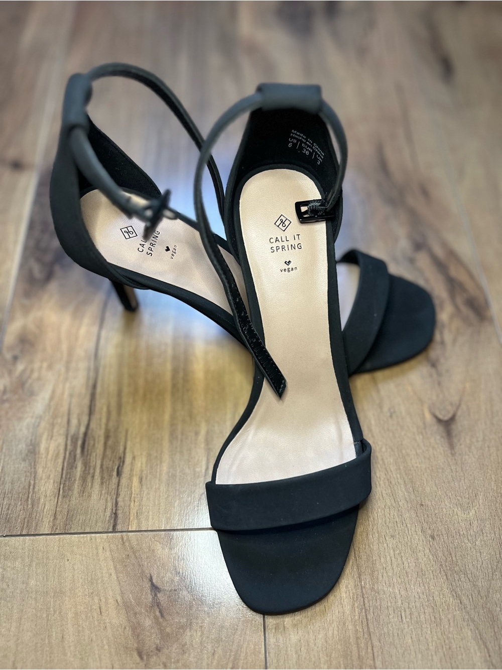 Call It Spring Black Vegan Strappy Heels